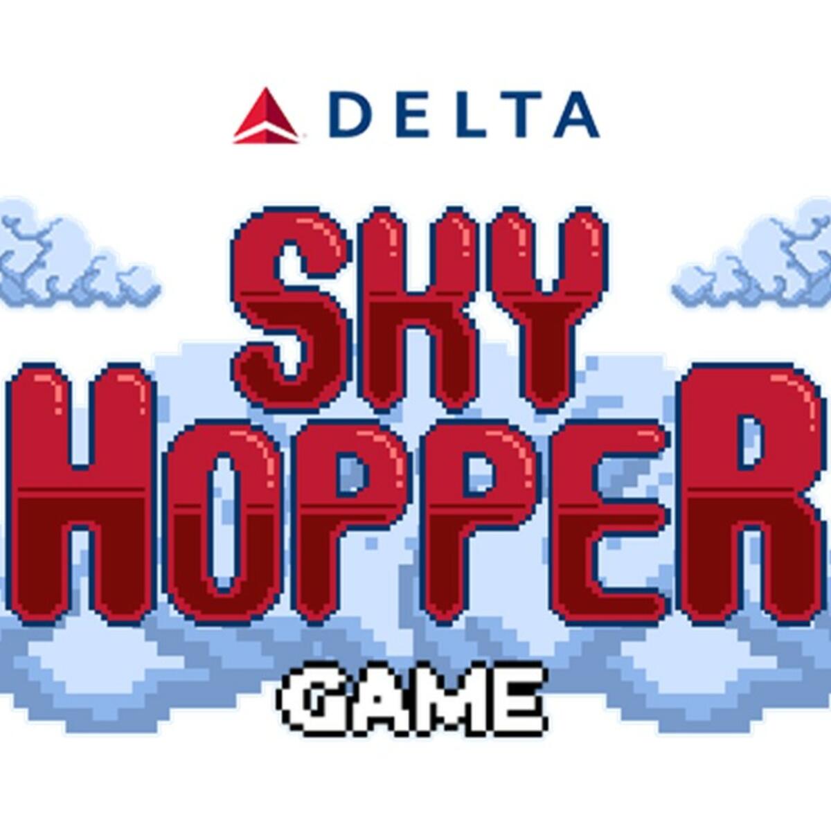 The main screen for Delta's new Sky Hopper game, available to play onboard.