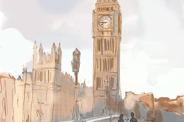 A sketch of London done as part of Delta's Inspired Journeys digital art installation.