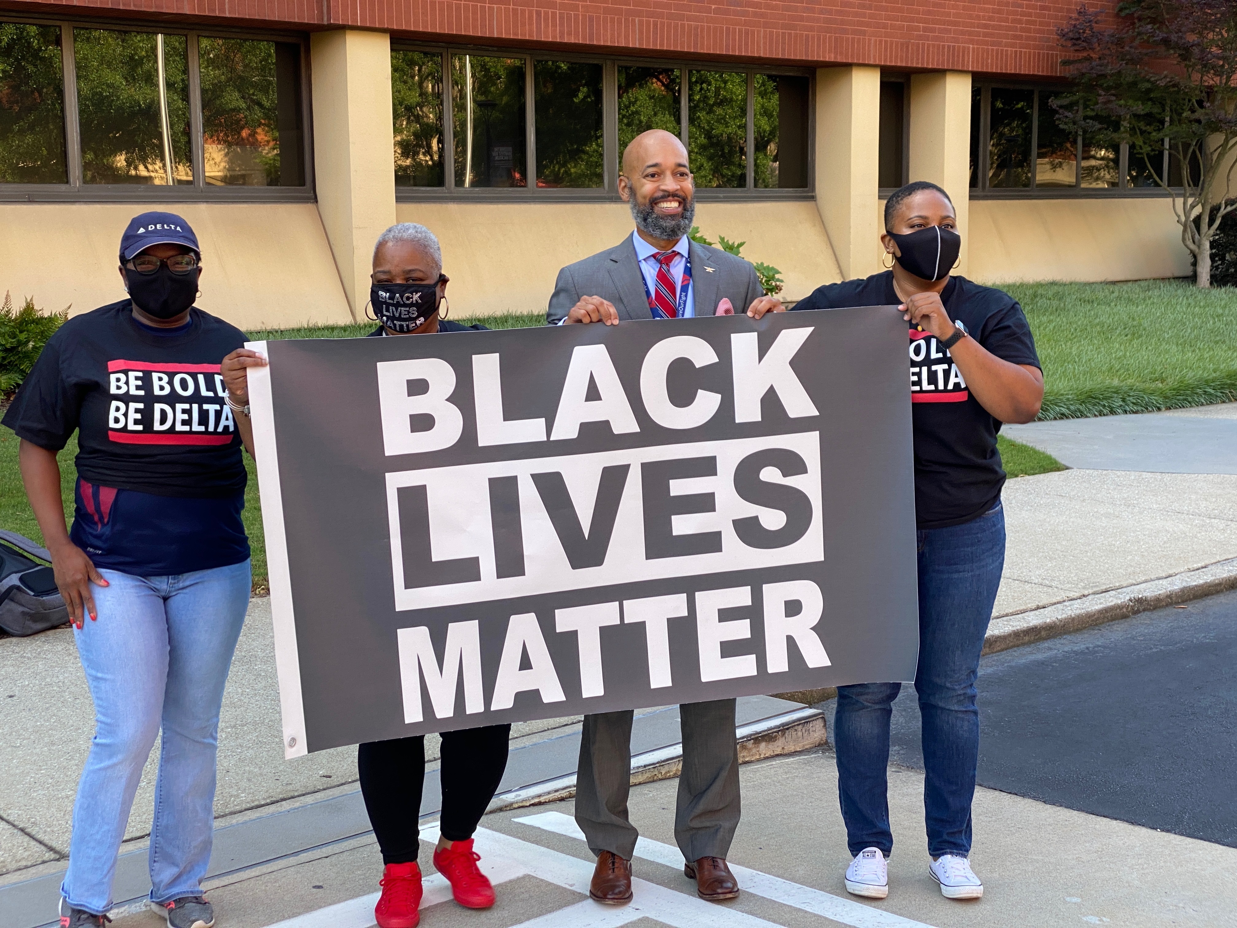 Black Lives Matter flag raised at Delta HQ