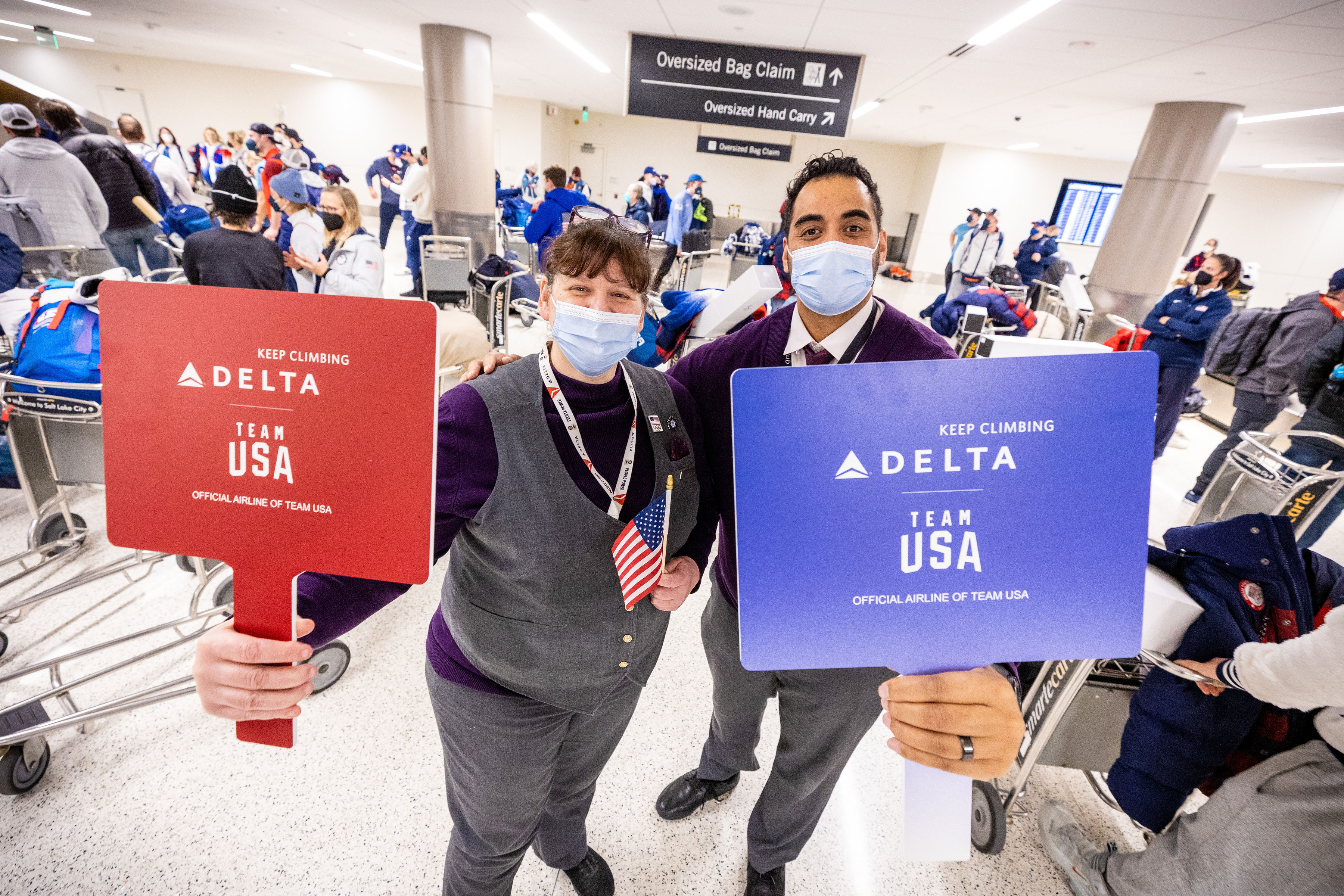 Delta welcomed Team USA athletes to Salt Lake City International Airport in Salt Lake City, Utah on Monday, February 21, 2022.