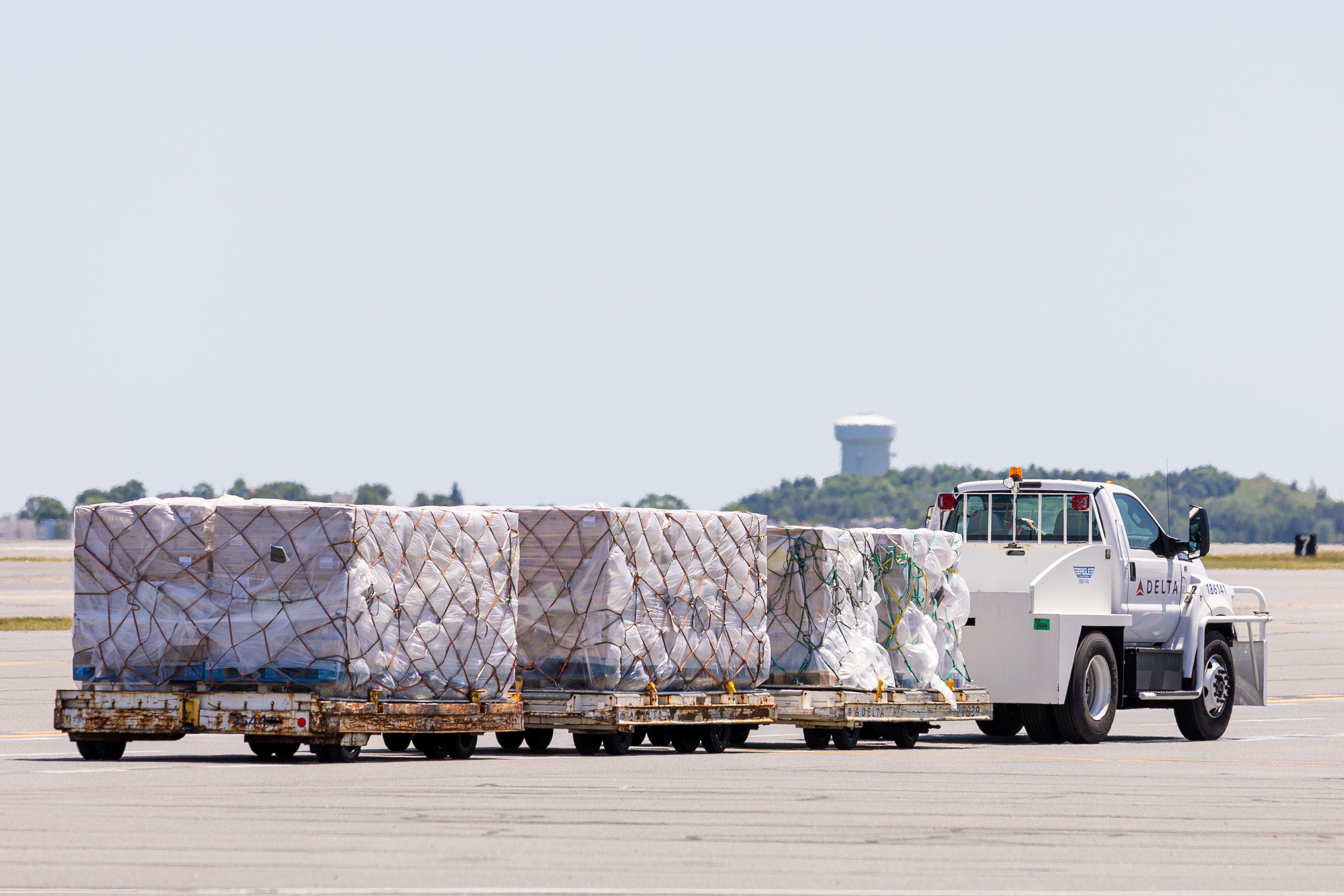 Boston Logan Airport receives a shipment of baby formula sent from LHR.