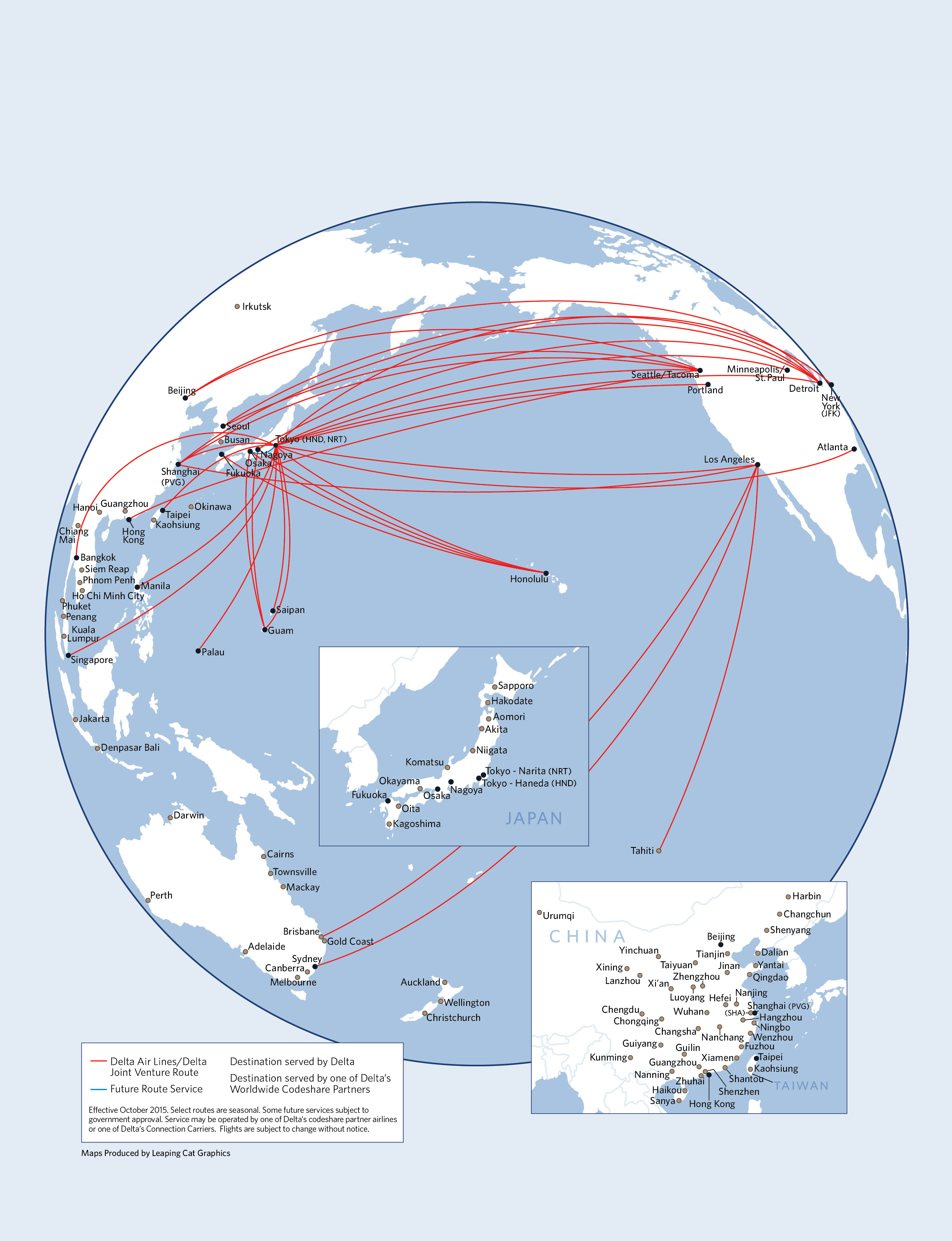 Delta Airlines World Route Map