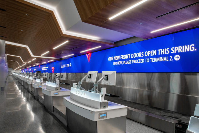 The new check-in and baggage drop counter at LAX.