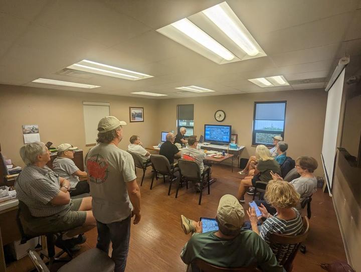 A coordination team back at Henry County Airport eagerly watched on as Delta pilots Barry Behnfeldt and Aaron Wilson, along with their in-flight technician Thomas Tweedy, touched down at Portland International Jetport – their final stop on their attempt to fly through 48 states in 48 hours.