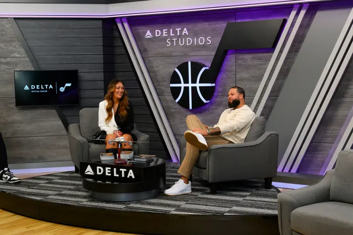 Delta and the Utah Jazz commemorated the official return of the Delta Center to Salt Lake City with a festive ribbon cutting ceremony and press conference on Thursday, Oct. 26, 2023. 