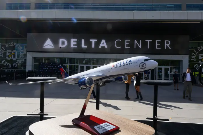 Delta and the Utah Jazz commemorated the official return of the Delta Center to Salt Lake City with a festive ribbon cutting ceremony and press conference on Thursday, Oct. 26, 2023. 