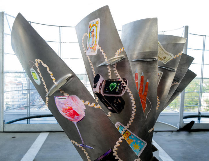 Olivia Pedigo's artwork on display in Delta's Open Air Gallery at Miami Art Week.