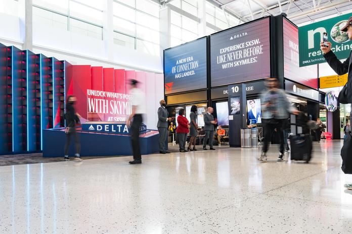 Delta Air Lines SkyMiles Welcome activation invites visitors from all over the world to Austin-Bergstrom Airport to SXSW 2024.