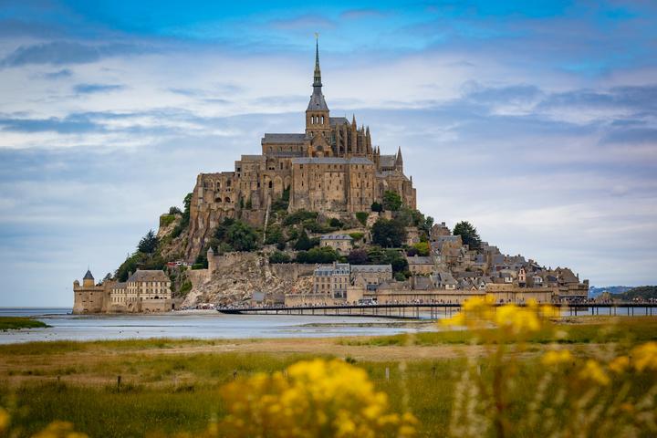 A scenic photo of Mont-Saint-Michel in Normandy, France