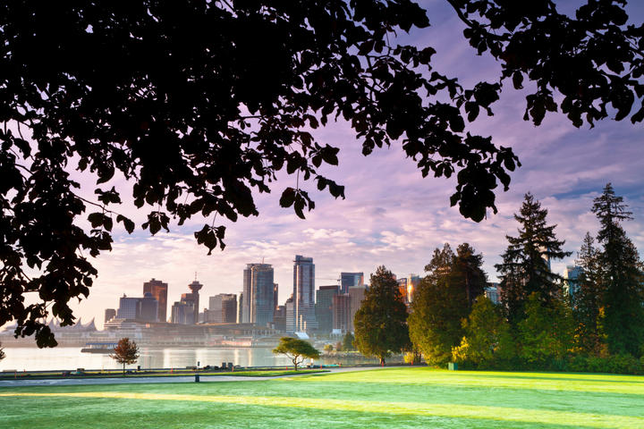 The City Wakens, Stanley Park, downtown Vancouver in British Columbia, Canada.