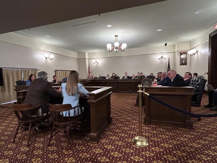Delta's Chief Sustainability Officer Amelia DeLuca testifying at the Michigan Senate Energy & Environment Committee in Lansing to promote the passage of a new Sustainable Aviation Fuel tax credit.