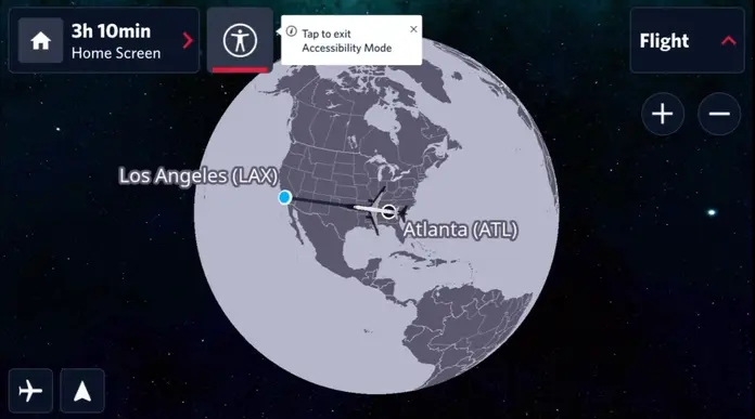 A screenshot of Delta’s new flight map in Accessibility Mode&nbsp;