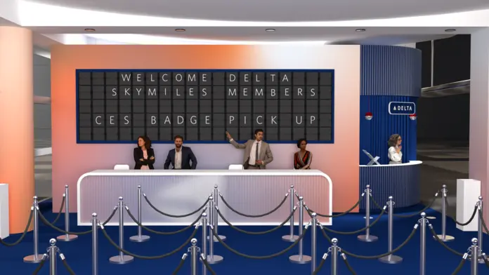 A rendering of Delta's CES badge pickup for SkyMiles Members at LAS