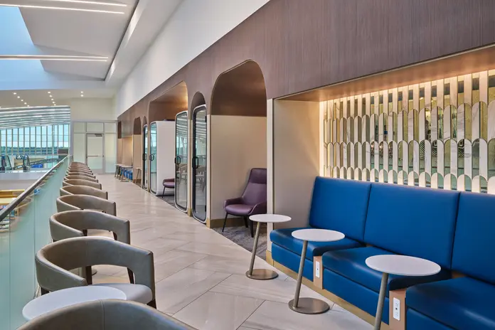 Veranda area of Delta's new CLT Sky Club