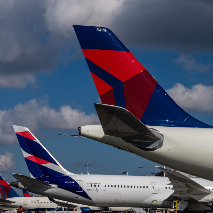 Delta and LATAM planes in a row.