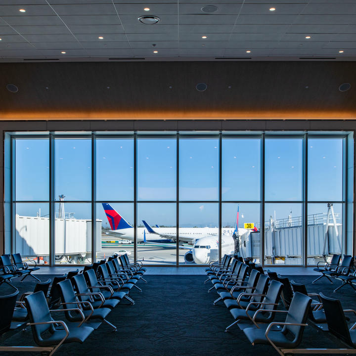Spacious seating at Delta's brand new LAX T3 facility