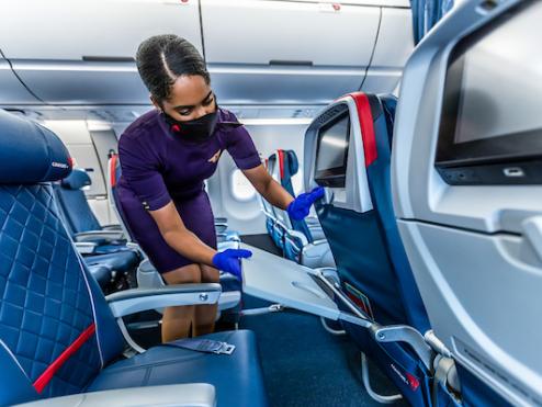 Flight attendant cleaning