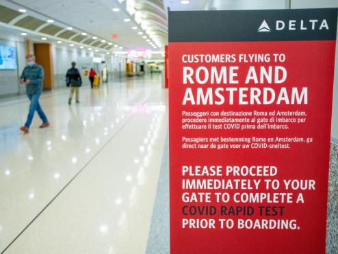 Delta COVID testing signage