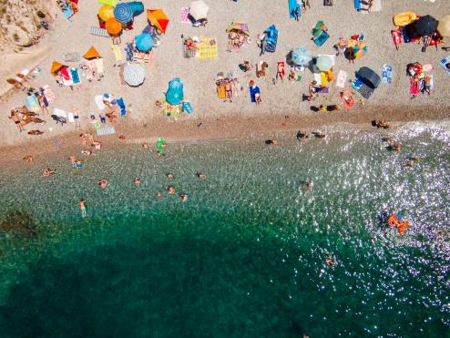 Beach on the Adriatic Sea in Senj, Croatia.