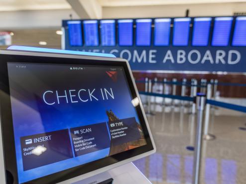 Check-in kiosk at Delta.