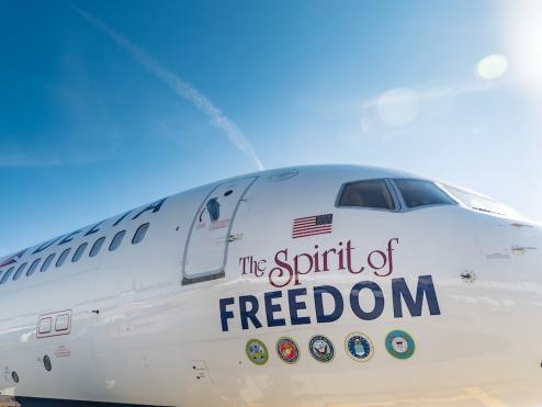 Boeing 757 Ship 694 decorated with Delta's Spirit of Freedom livery in honor of servicemen and women.