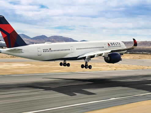 A350-900 taking off on the runway