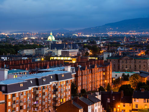 A view over the skyline of Dublin City looking towards Rathmines.