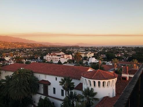 Scenic view of Santa Barbara's Spanish-influenced architecture 