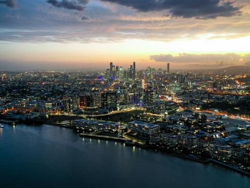 A view of Brisbane, Queensland skyline at night