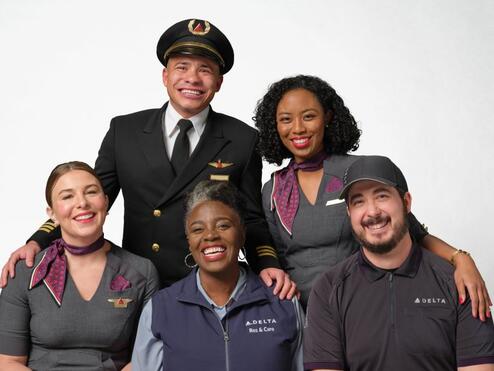 Delta employees gather for a group shot.