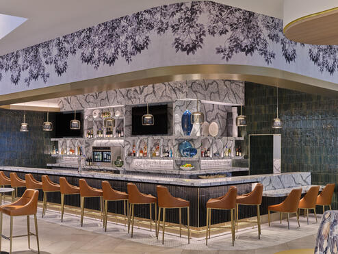 View of the bar at Delta's new Sky Club at Charlotte Douglas International Airport