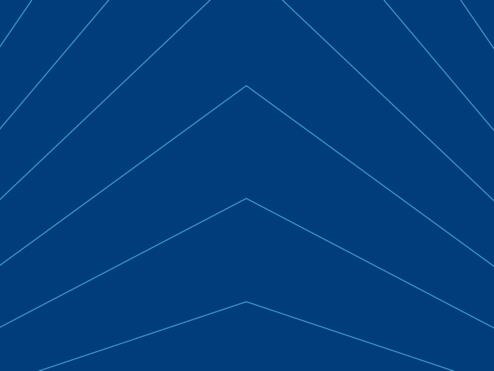 Abstract blue graphic with thin angled lines forming a symmetrical, layered chevron pattern