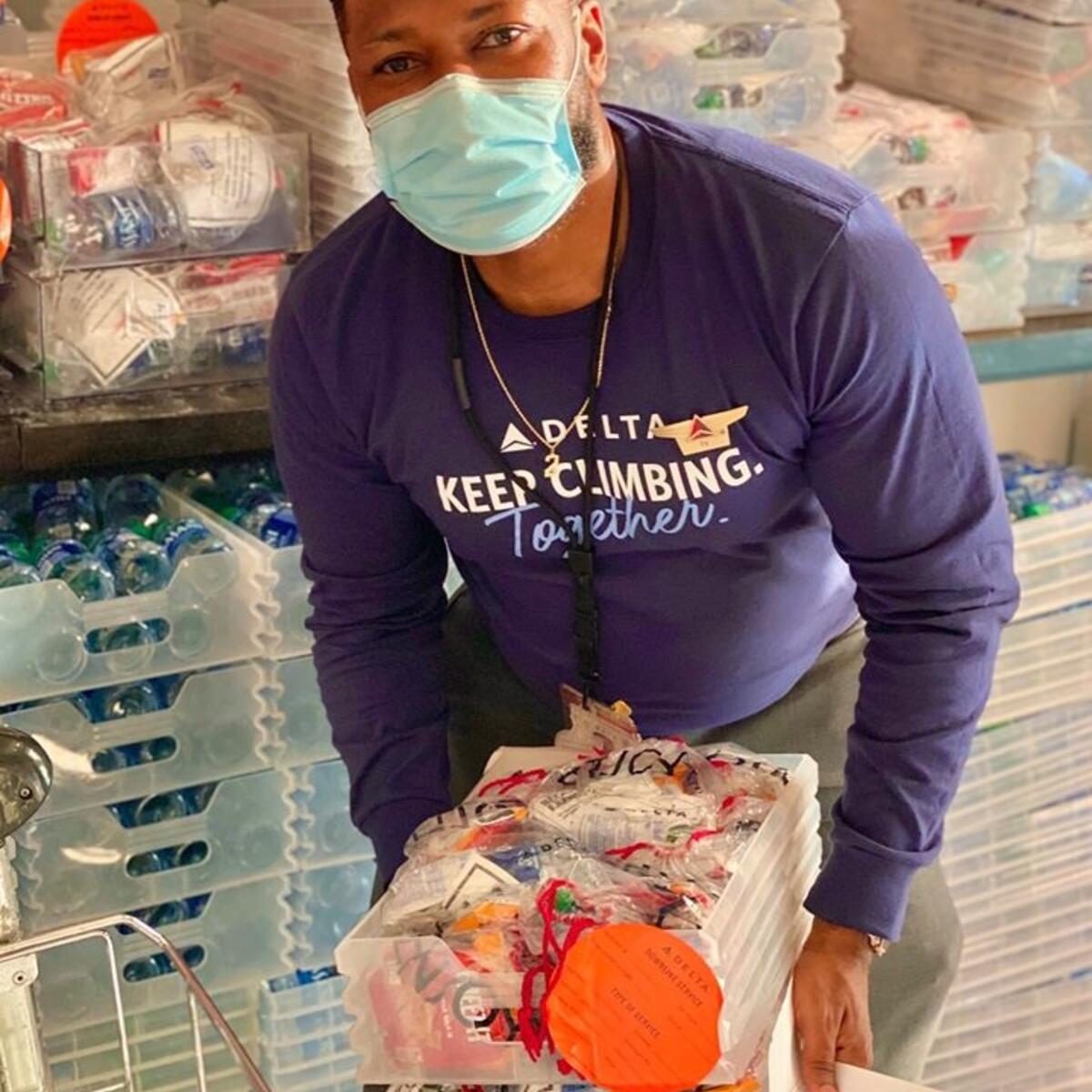 Employee loading care packages