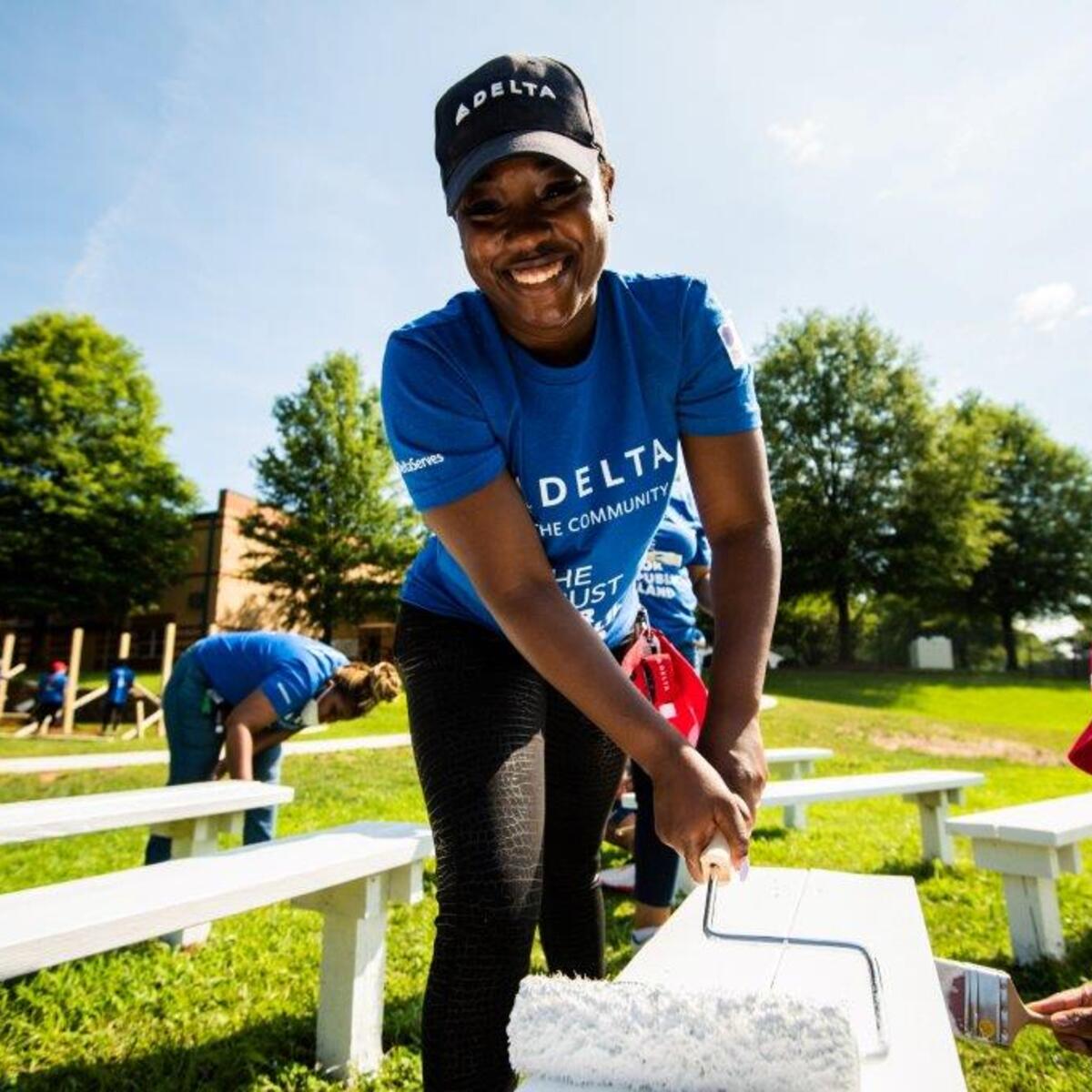 Delta volunteers build playground at Dobbs Elementary School 