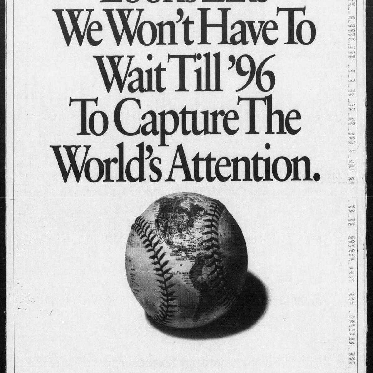 Delta's ad from 1995 congratulating the Braves.