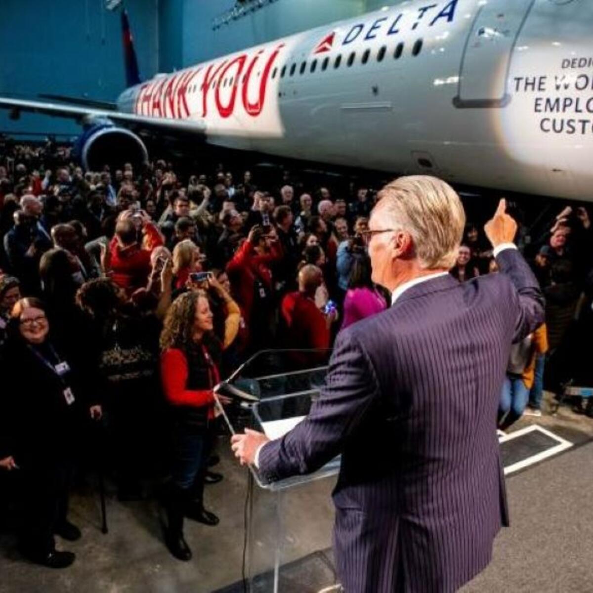 Ed Bastian speaks to Delta employees.