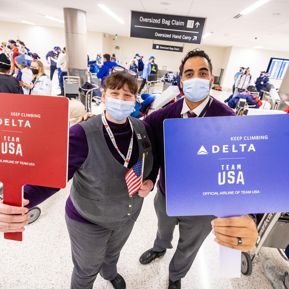 Delta welcomed Team USA athletes at Salt Lake City International Airport in Salt Lake City, Utah on Monday, February 21, 2022.