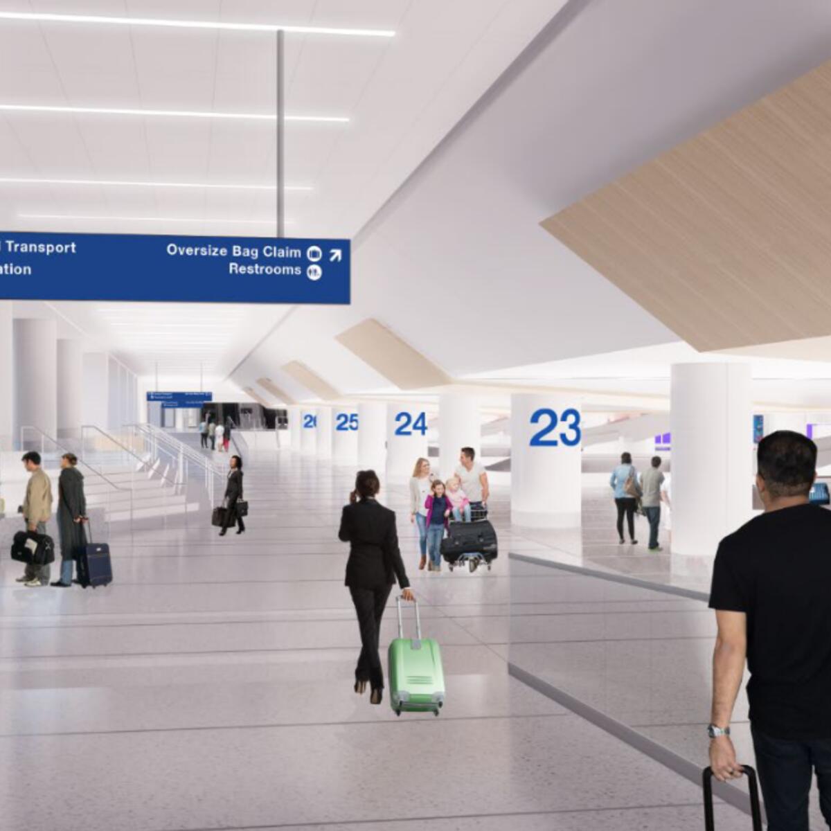 Architect's rendering of LAX baggage claim area
