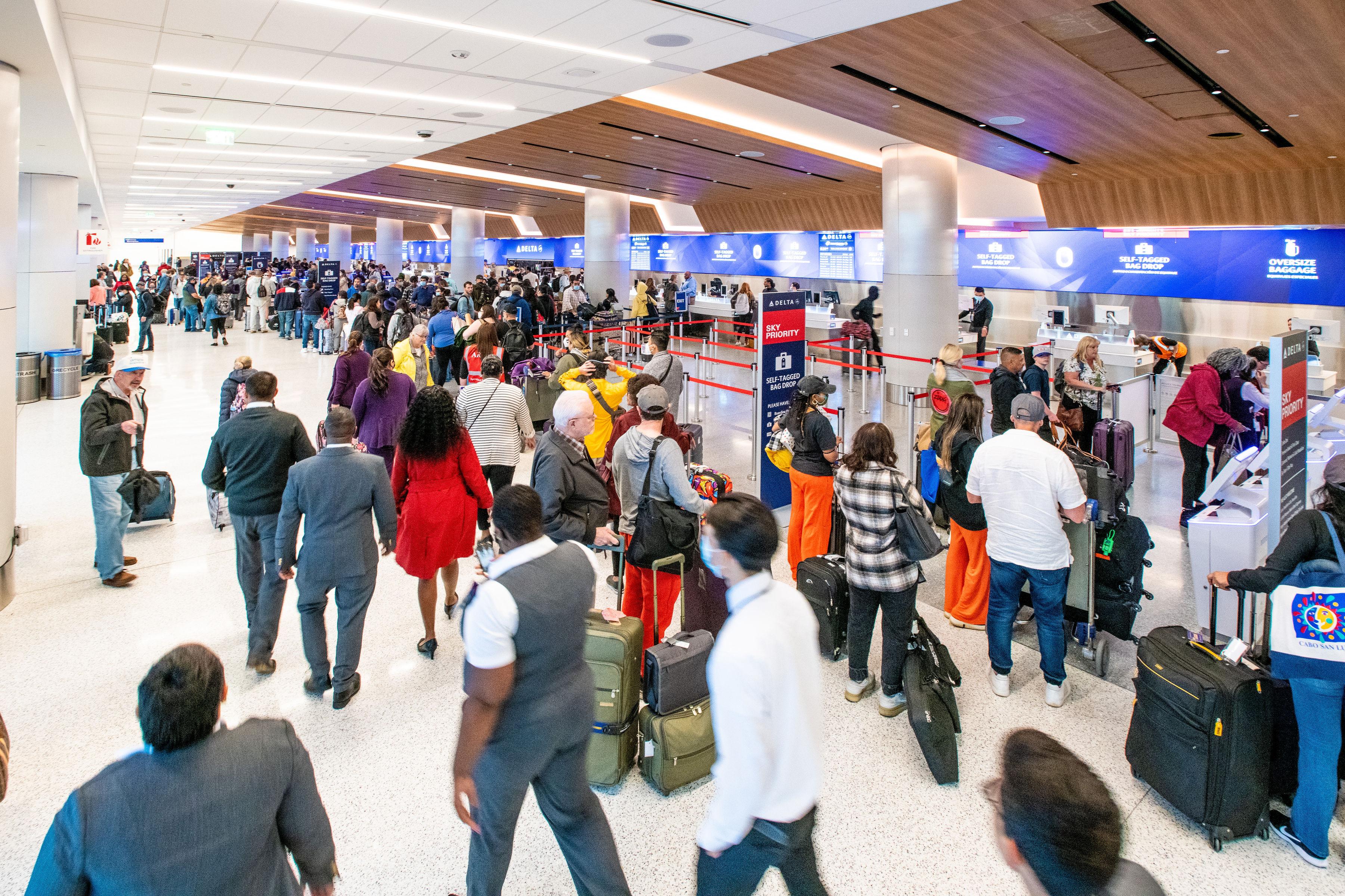 Customers at the new Delta Sky Way at LAX.