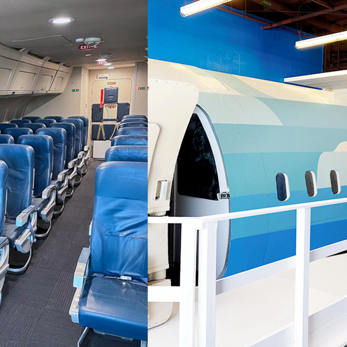 The new space includes a permanently installed 33-foot-long mock aircraft cabin and 42 aircraft seats, donated by Delta, thanks to the innovative thinking of Delta First Officer Richard Kargel.