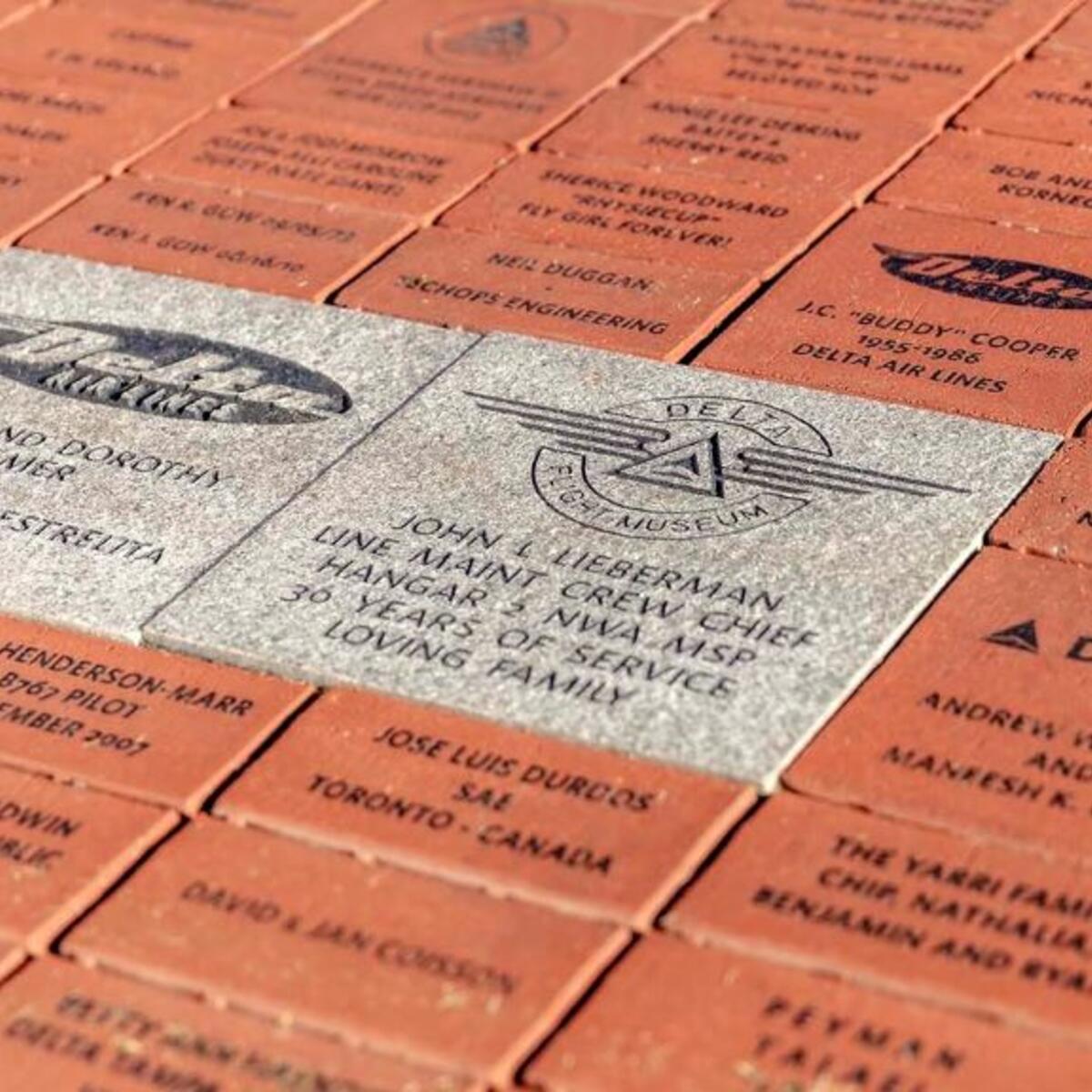 Commemorative bricks at Delta Flight Museum 