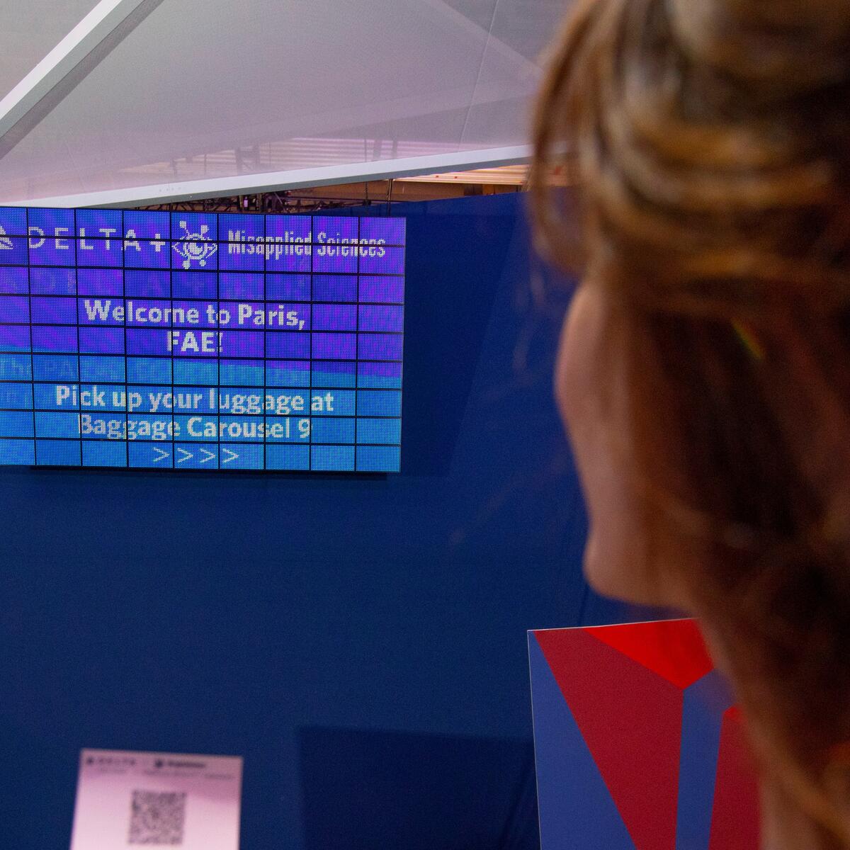 View of PARALLEL REALITY wayfinding screen at airport