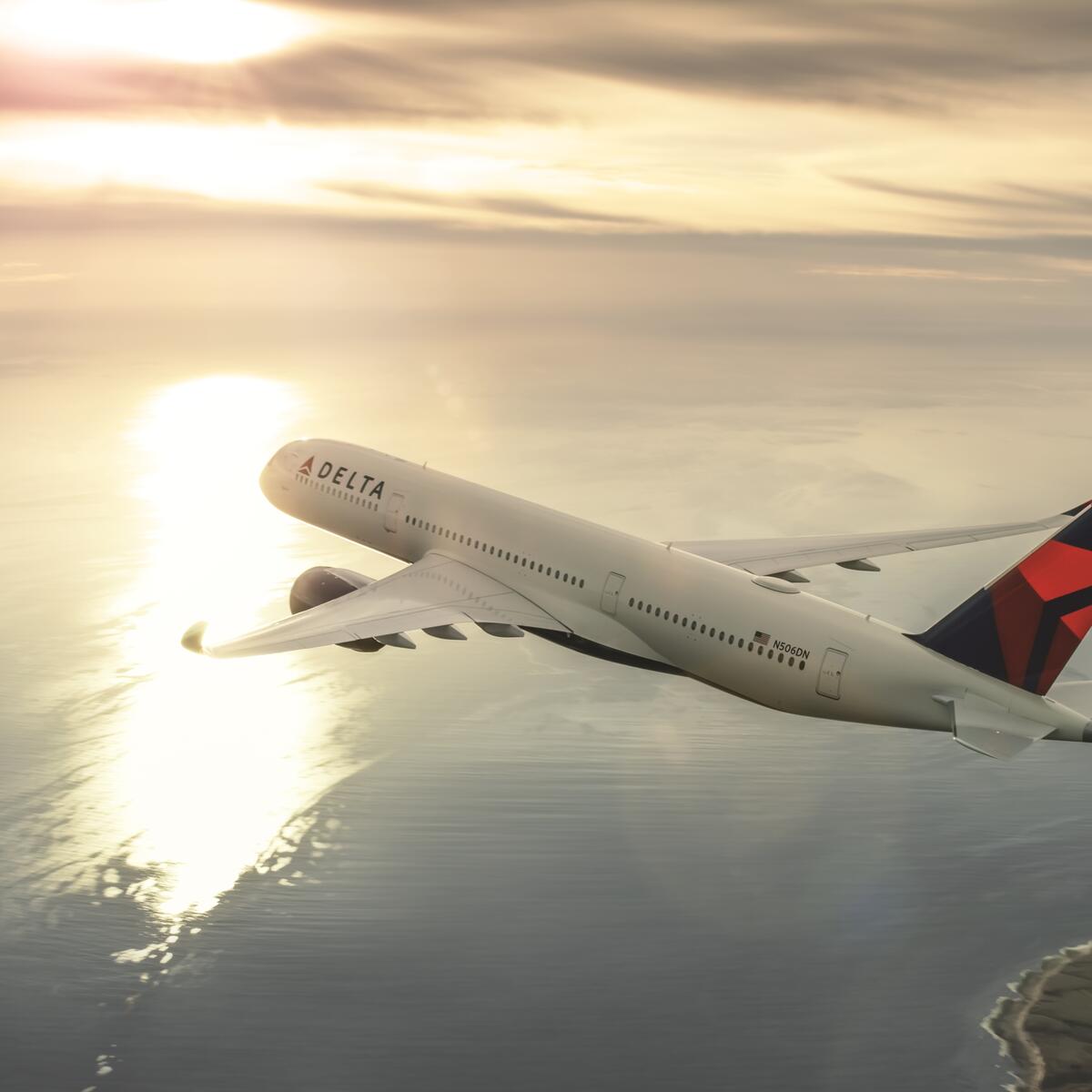 Airbus A350, flying into the sunrise