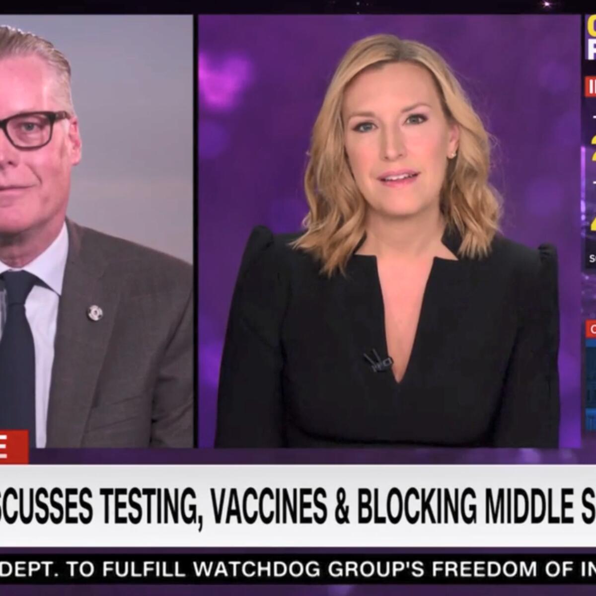 Screenshot of Delta CEO Ed Bastian conversation with CNN anchor Poppy Harlow