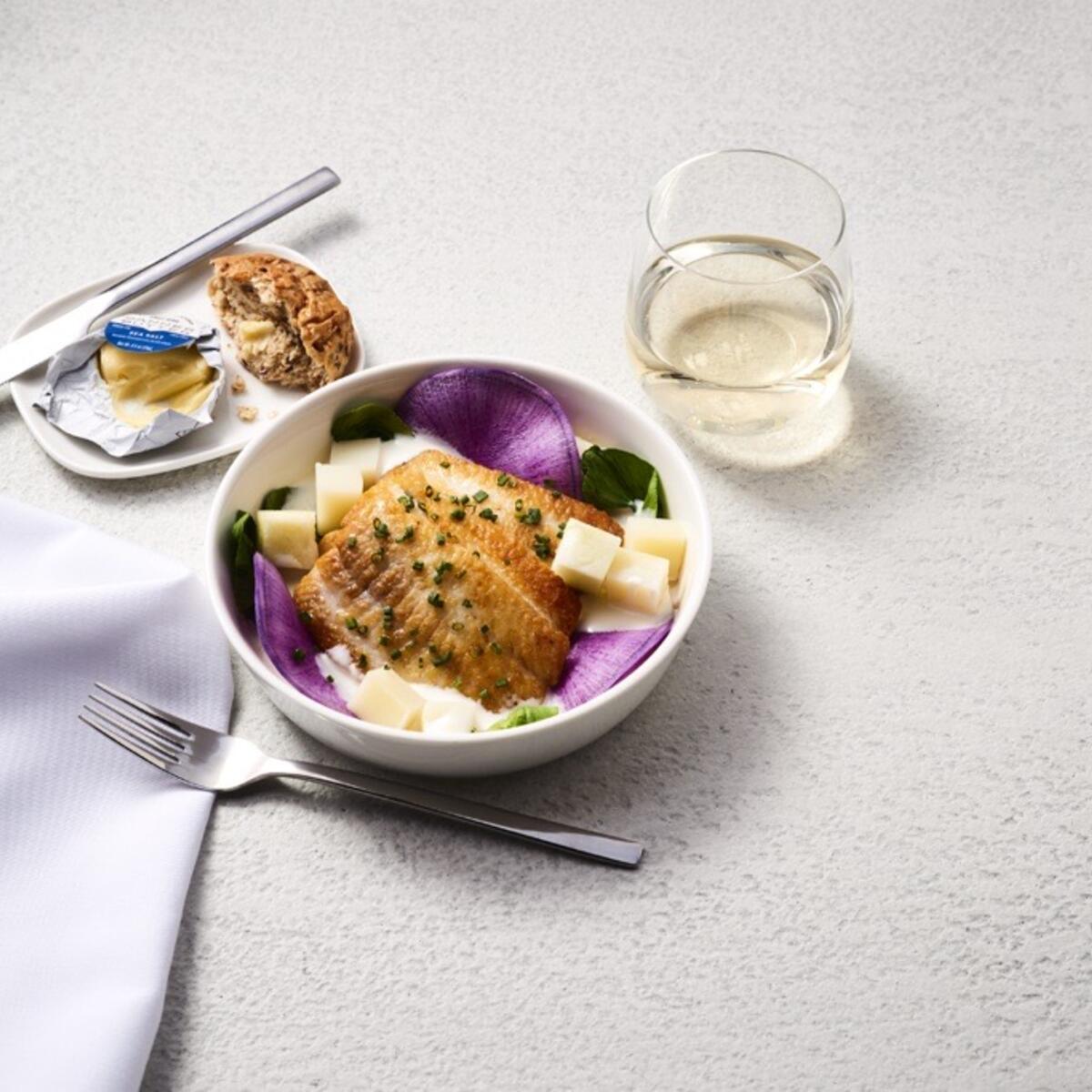 Flounder and Oysters, a Delta first class meal offering, created by Chef Mashama Bailey