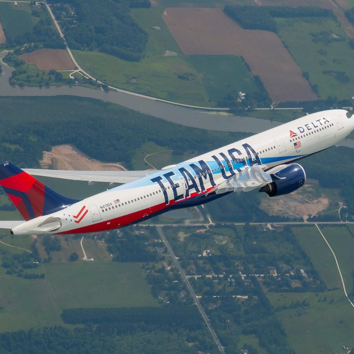 Team USA 2022 plane in the air