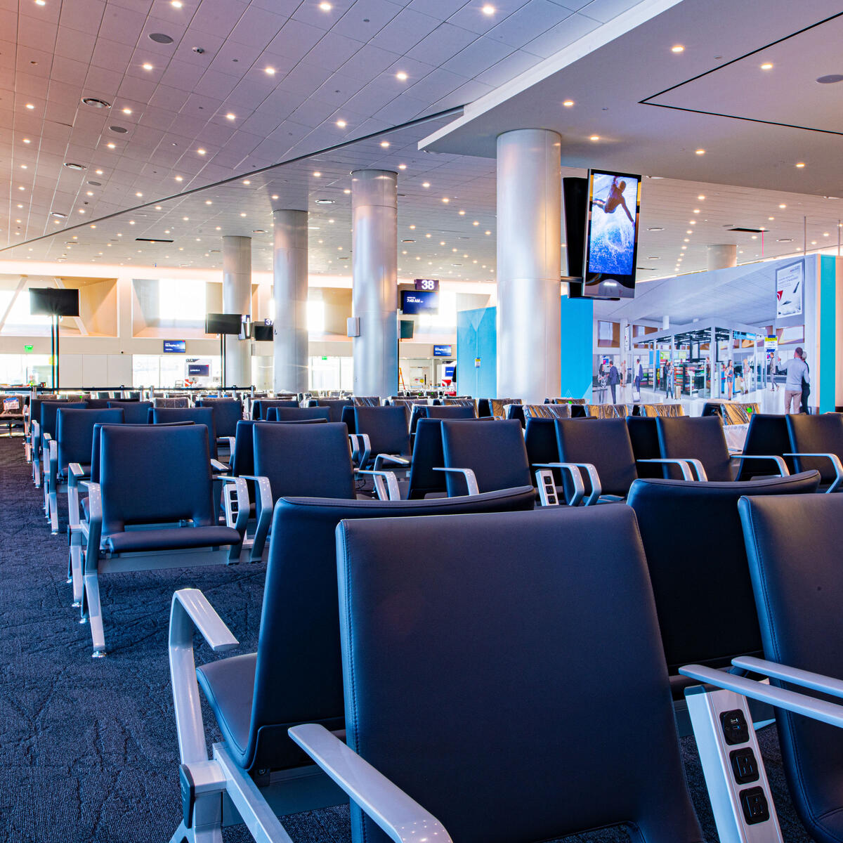 Spacious seating at Delta's new T3 facility at LAX
