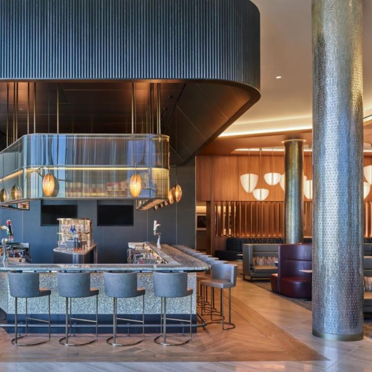New Delta Sky Club at O'Hare Airport features modern touches.