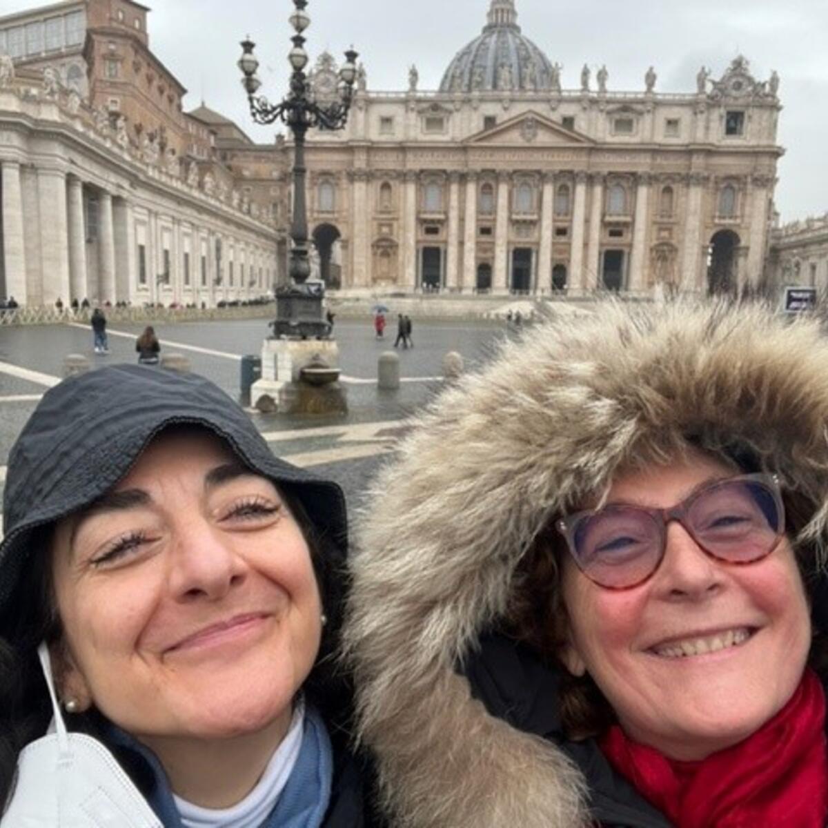 Delta Italy Station Manager Erica Valt (right) explores the Vatican on a winter day.