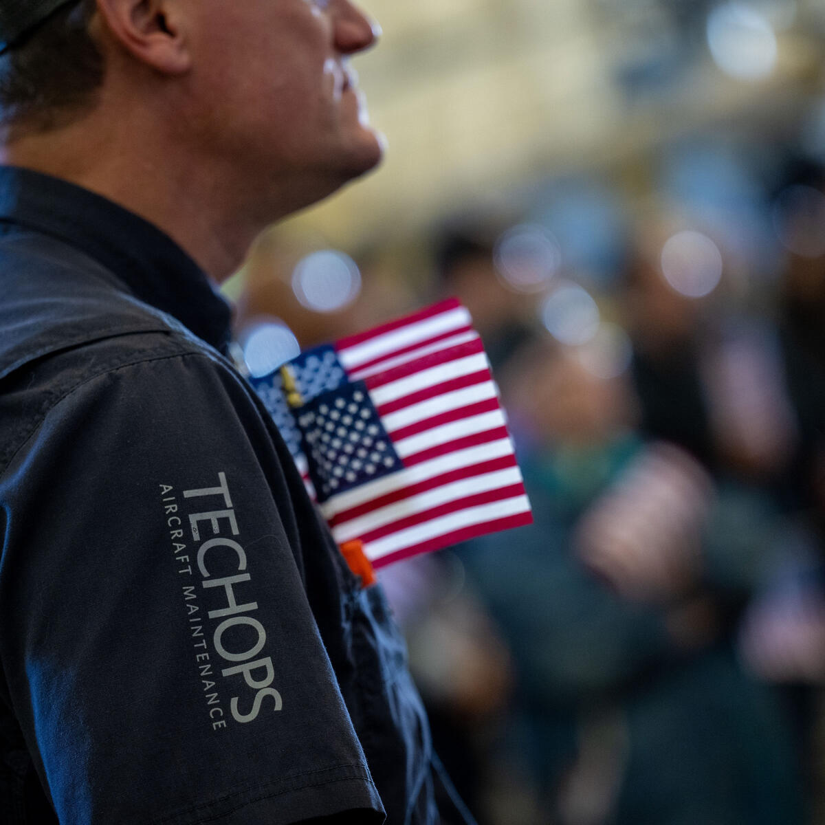 A Delta TechOps employee is shown at the Veterans Day celebration held Nov. 4, 2022.